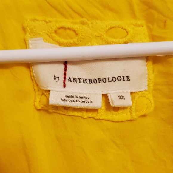 Anthropologie Somerset Canary Yellow Eyelet Mini Dress Size 2X Spring Easter - Picture 2 of 10